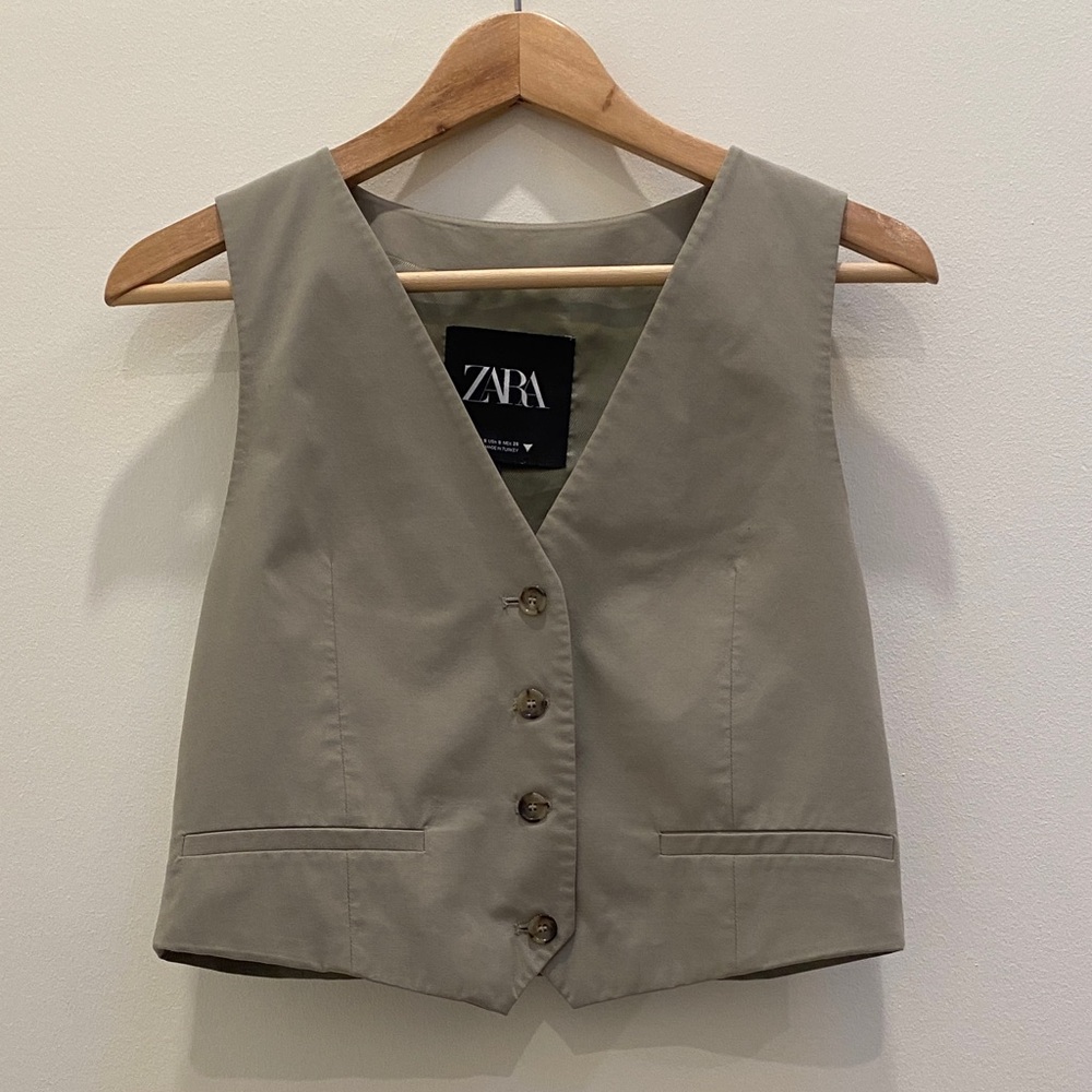 Zara Grey Waistcoat/Vest, Button Up, Size Small